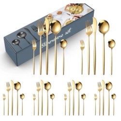 Set Cubiertos 30 Pz Dorado