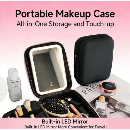 Cosmetiquera Espejo Led Tapa Dura