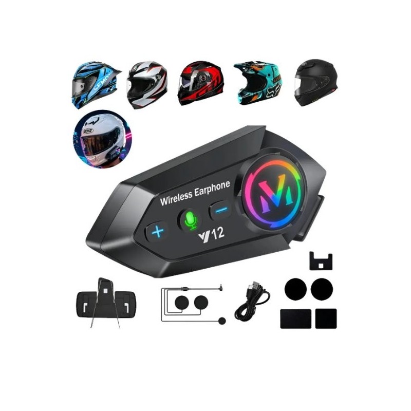 Intercomunicador Bluetooth Pay12ra Casco De Moto V12