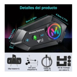 Intercomunicador Bluetooth Pay12ra Casco De Moto V12