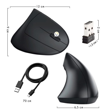 MOUSE YELANDAR D5 VERTICAL ERGONÓMICO Batería recargable