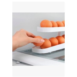 Organizador De Bandejas Dispensadoras Enrollables Para Huevo Color Blanco
