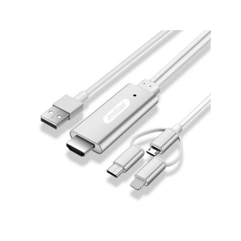 Cable MHL Andowl para todos celulares. Conexión HDMI