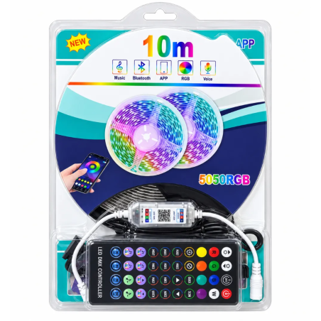 CINTA DE LUCES LED 5050 RGB RITMICA BLUETOOTH 10 M