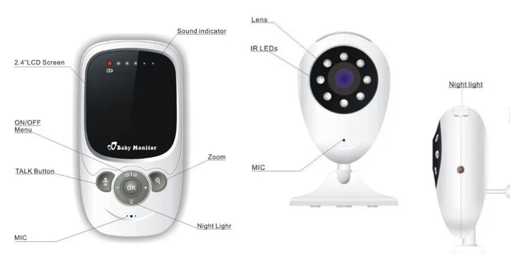 Monitor Camara Bebe Inalambrica Vigilancia Vision Nocturna - Imagen 6