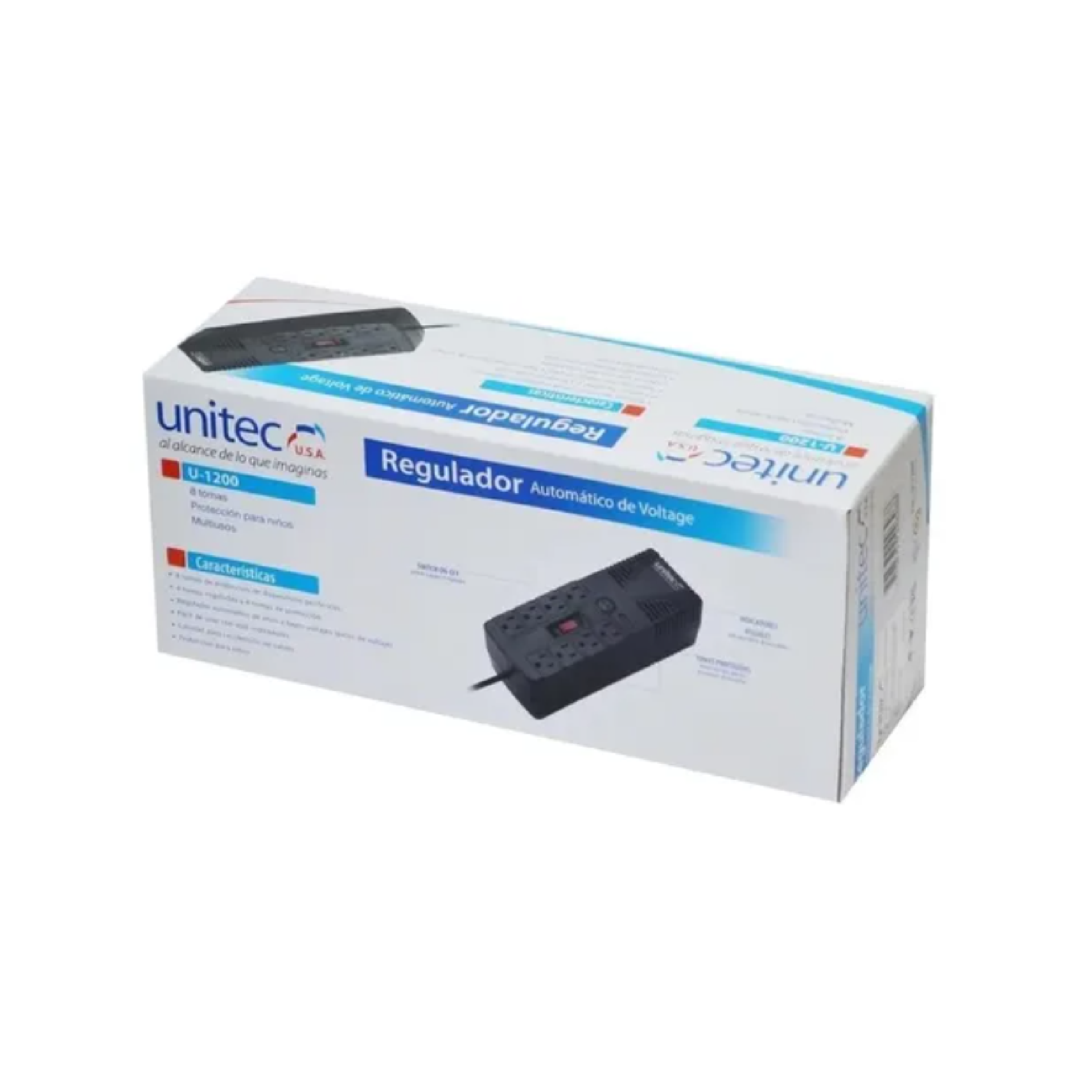 Regulador de voltaje u-1200 Unitec De 8 Tomas - Imagen 2