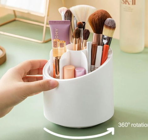 Organizador de maquillaje giratorio multifuncional con tapa - Imagen 4