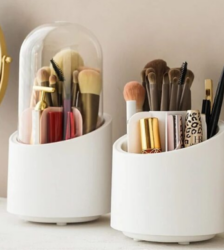 Organizador de maquillaje giratorio multifuncional con tapa