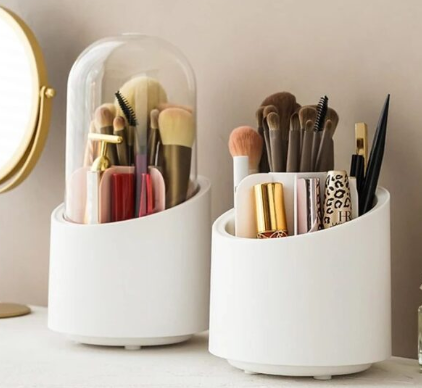 Organizador de maquillaje giratorio multifuncional con tapa