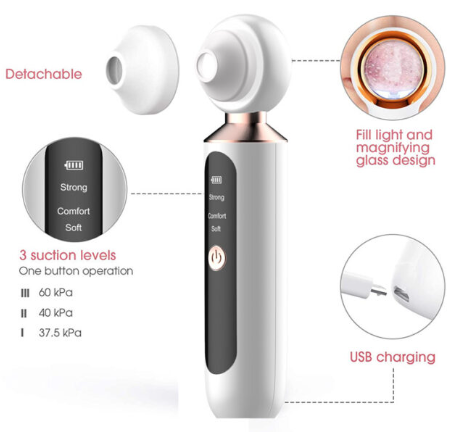 Extractor de espinillas y puntos negros recargable con lupa led - Imagen 4