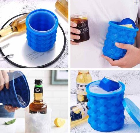 Molde siliconado para cubos de hielo cubeta portátil