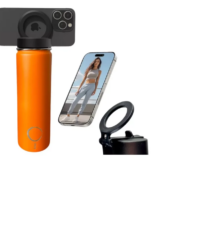 Termo con soporte magnético para celular botella deportiva