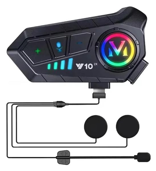 Intercomunicador De Casco Audífonos Bluetooth Moto Rgb V10 - Imagen 7