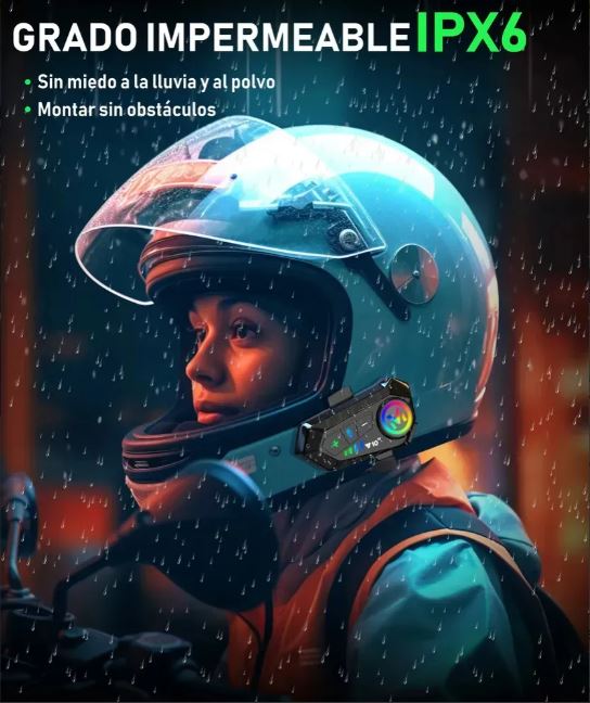 Intercomunicador De Casco Audífonos Bluetooth Moto Rgb V10 - Imagen 3